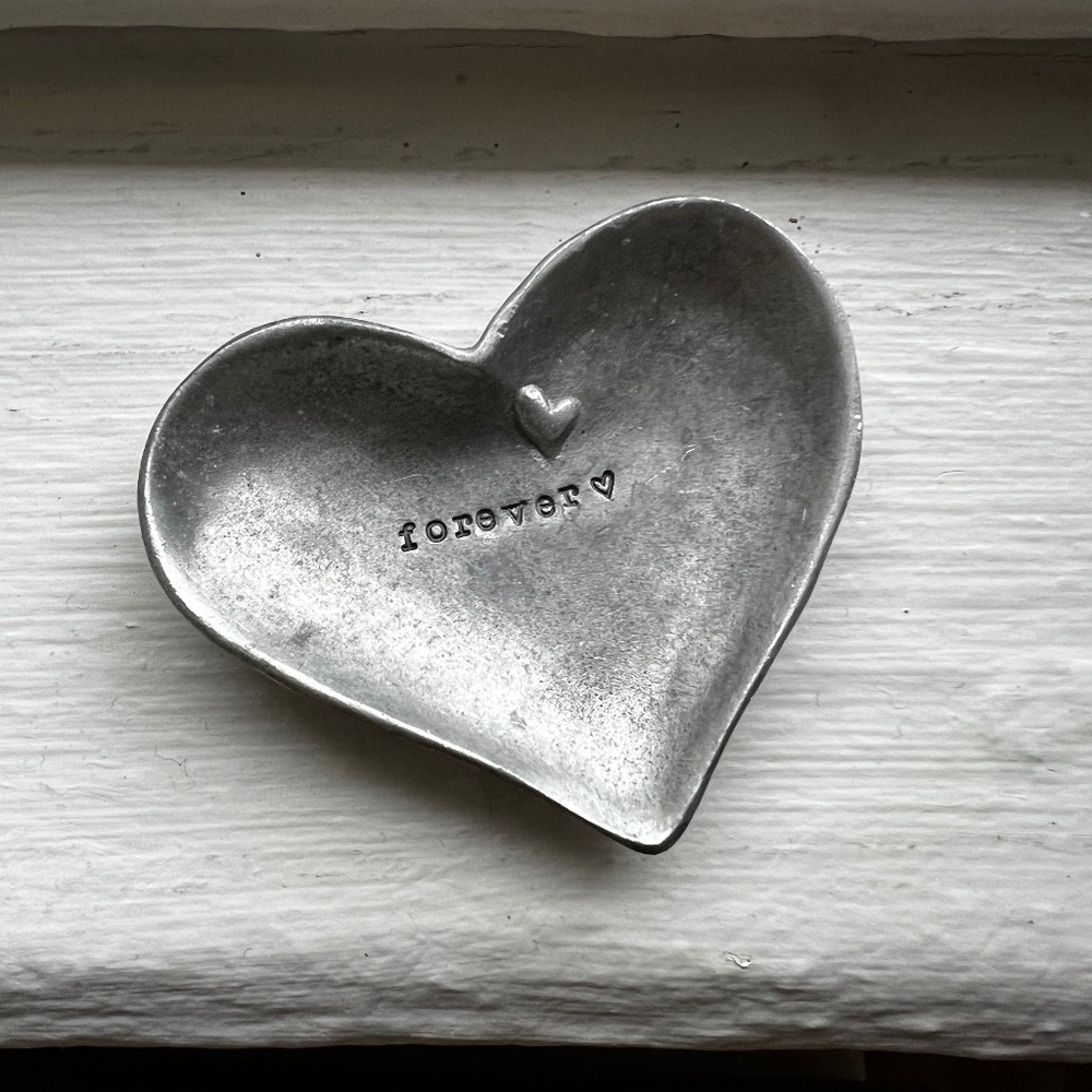 LISA LEONARD Small Heart Shaped Forever Pewter Trinket Keepsake Dish